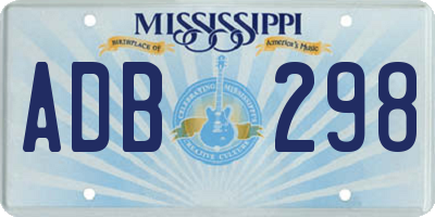 MS license plate ADB298