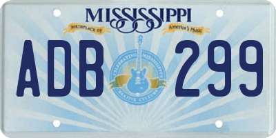MS license plate ADB299