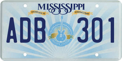 MS license plate ADB301