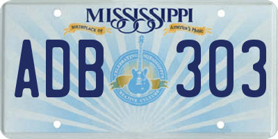 MS license plate ADB303