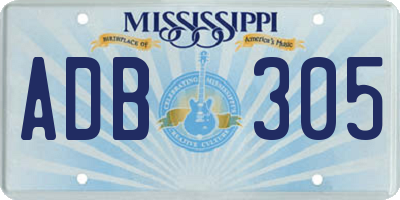 MS license plate ADB305