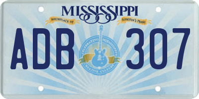 MS license plate ADB307