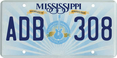 MS license plate ADB308