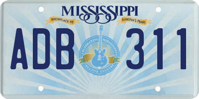 MS license plate ADB311