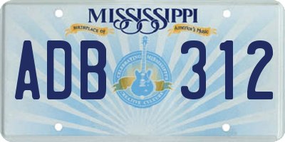 MS license plate ADB312