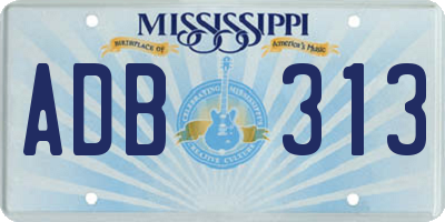 MS license plate ADB313