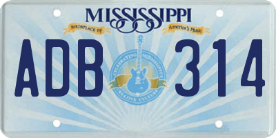 MS license plate ADB314