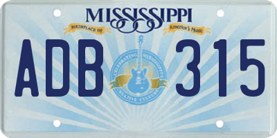 MS license plate ADB315