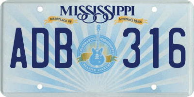 MS license plate ADB316