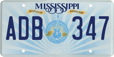 MS license plate ADB347