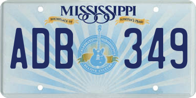 MS license plate ADB349