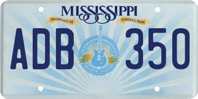 MS license plate ADB350