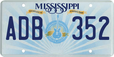 MS license plate ADB352