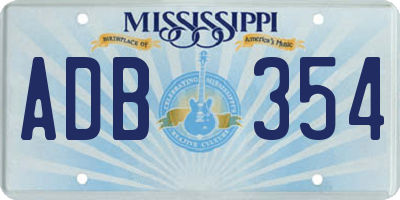 MS license plate ADB354