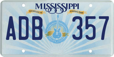 MS license plate ADB357