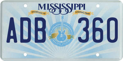 MS license plate ADB360