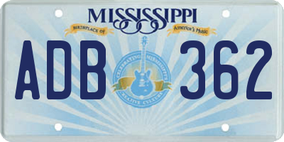 MS license plate ADB362