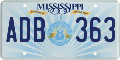 MS license plate ADB363