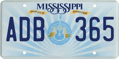 MS license plate ADB365