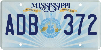 MS license plate ADB372