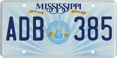 MS license plate ADB385