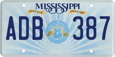 MS license plate ADB387
