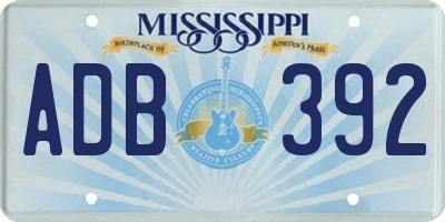 MS license plate ADB392