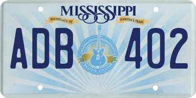 MS license plate ADB402