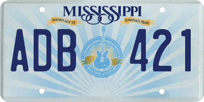 MS license plate ADB421
