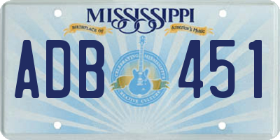 MS license plate ADB451