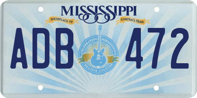 MS license plate ADB472
