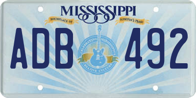 MS license plate ADB492