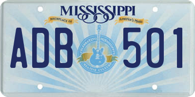MS license plate ADB501