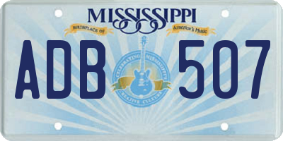 MS license plate ADB507