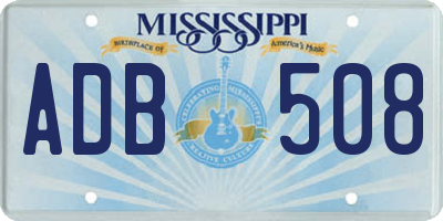 MS license plate ADB508
