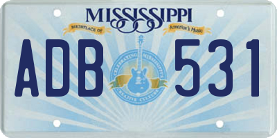 MS license plate ADB531