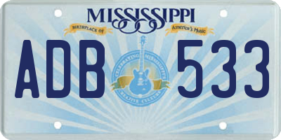 MS license plate ADB533