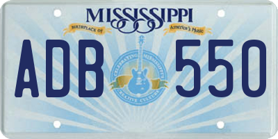 MS license plate ADB550