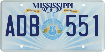 MS license plate ADB551