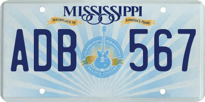 MS license plate ADB567