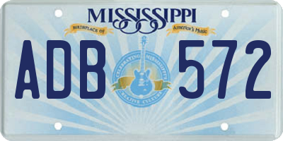 MS license plate ADB572