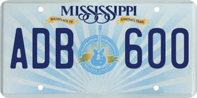 MS license plate ADB600