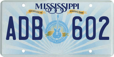 MS license plate ADB602