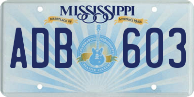 MS license plate ADB603