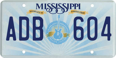 MS license plate ADB604
