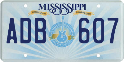 MS license plate ADB607