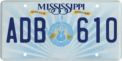 MS license plate ADB610