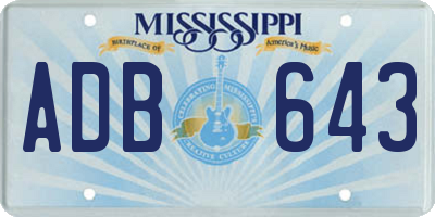 MS license plate ADB643