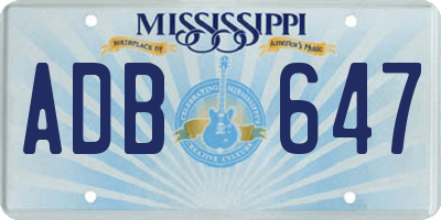 MS license plate ADB647