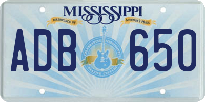 MS license plate ADB650